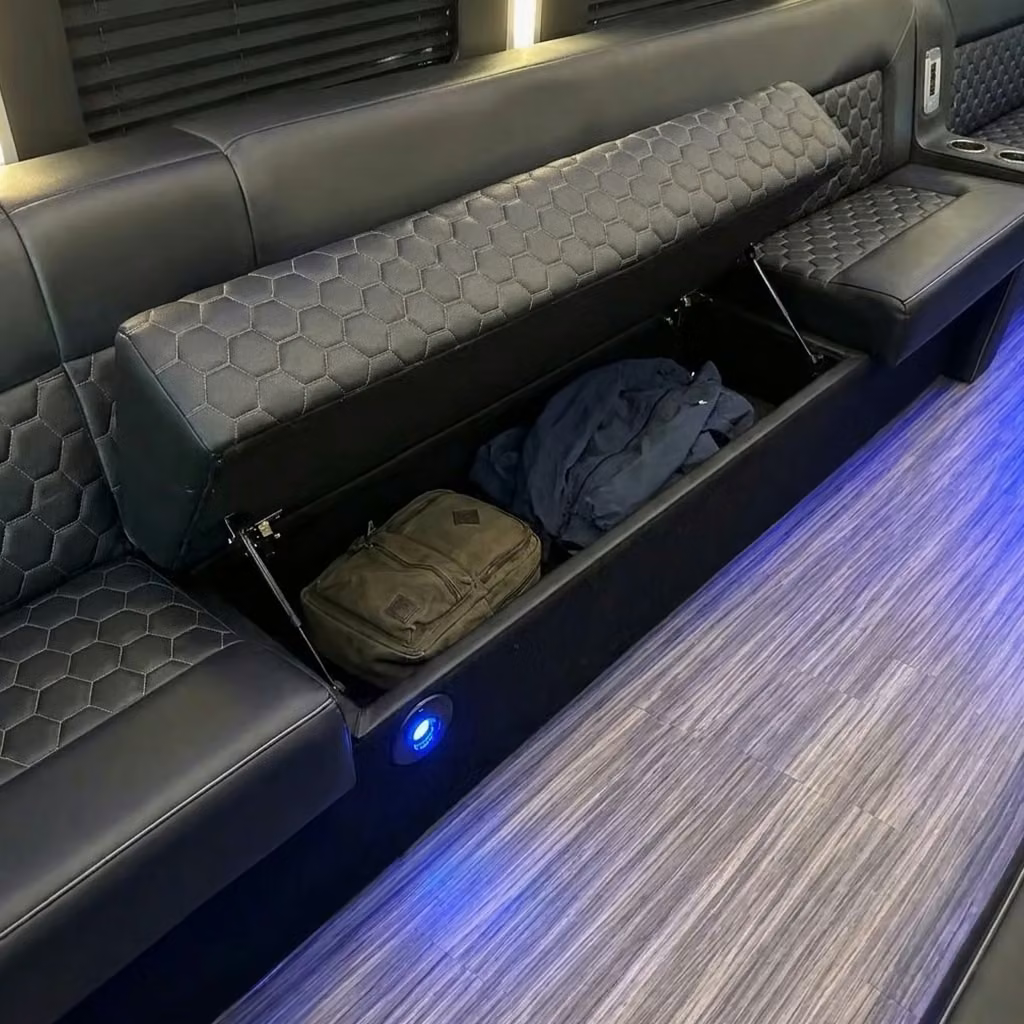 east point party bus under seat storage
