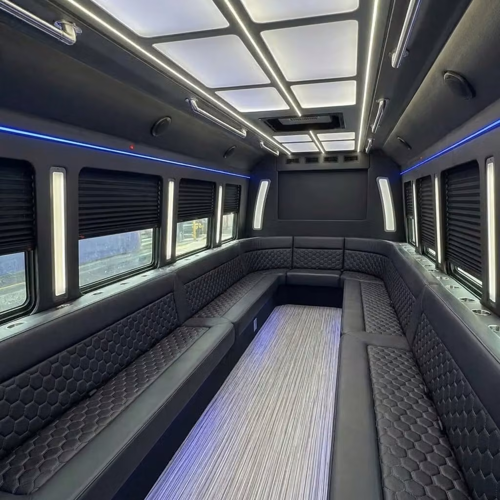 east point party bus wraparound seating