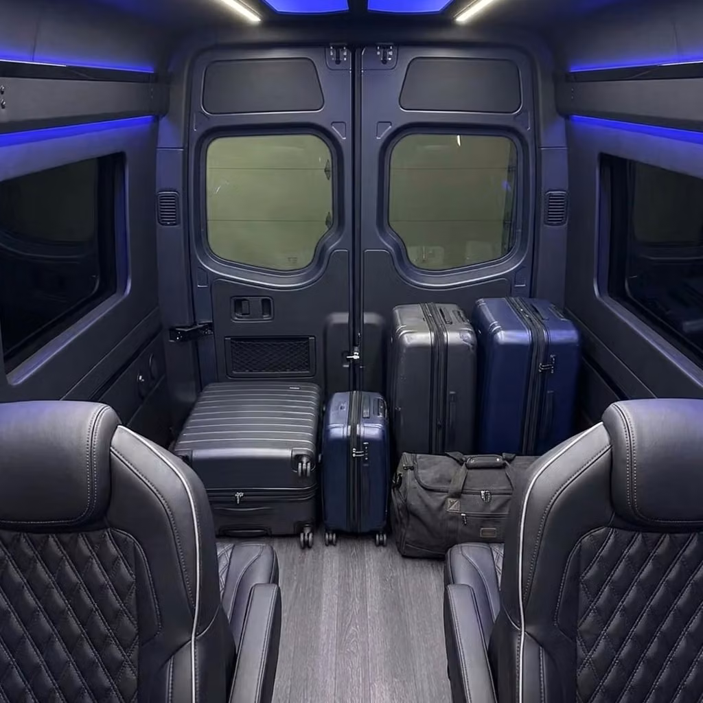 east point sprinter van rental with driver luggage area